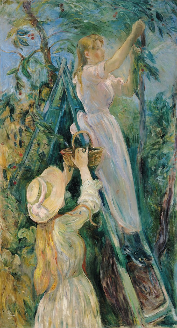 Zbieracz wiśni (olej na płótnie) autorstwa Berthe Morisot