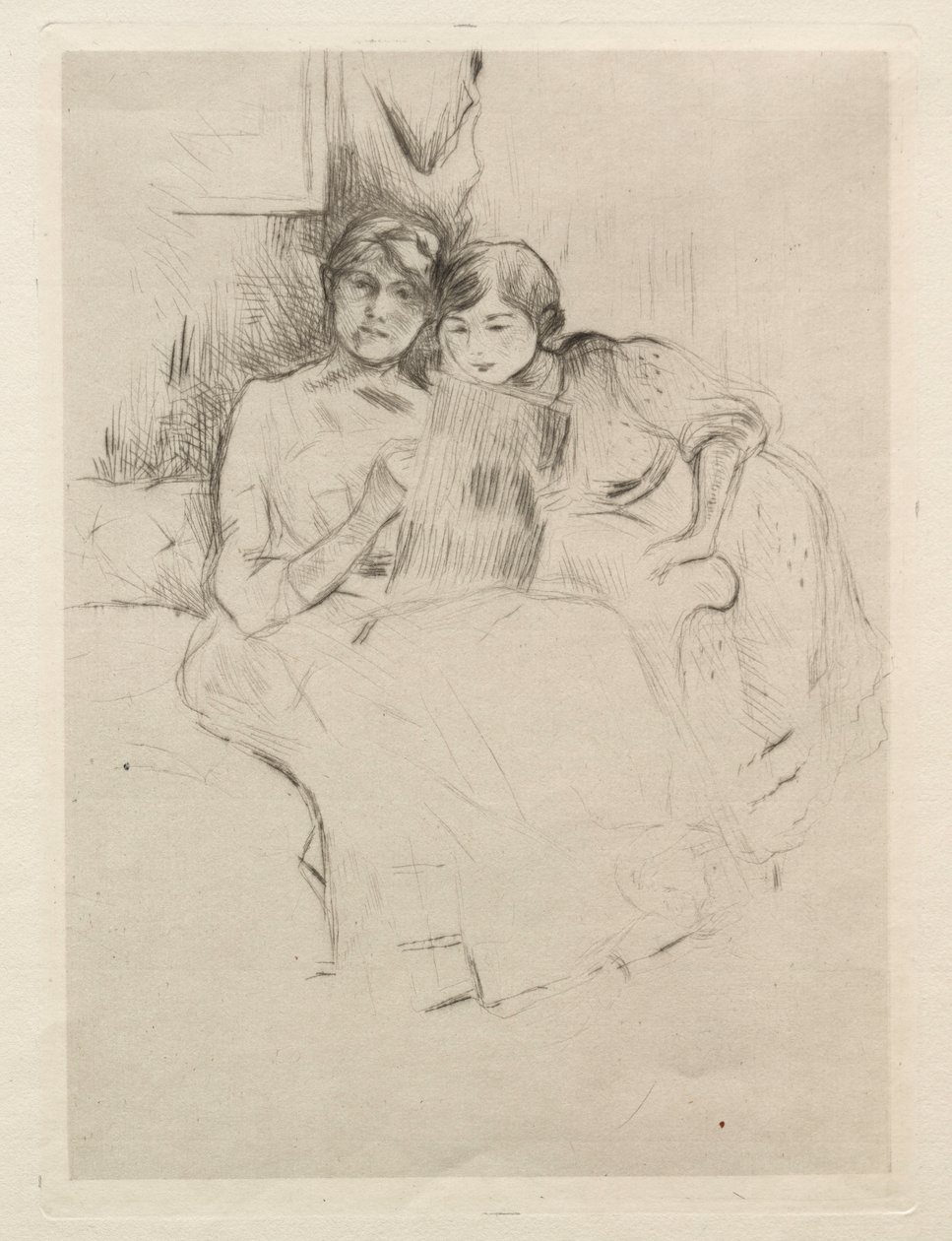 Lekcja rysunku (rysunek Berthe Morisot z córką) autorstwa Berthe Morisot