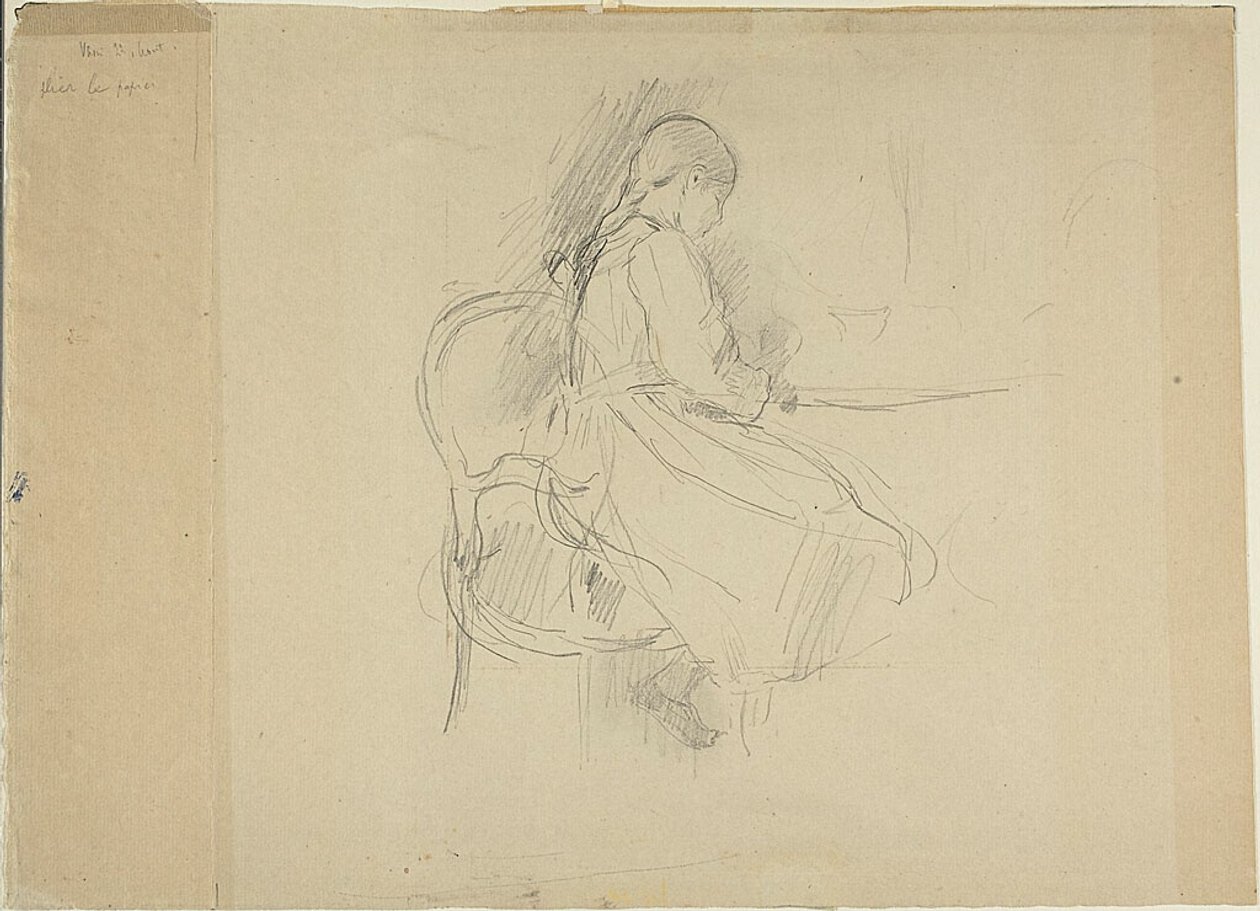 Młoda dziewczyna siedząca przy stole autorstwa Berthe Morisot
