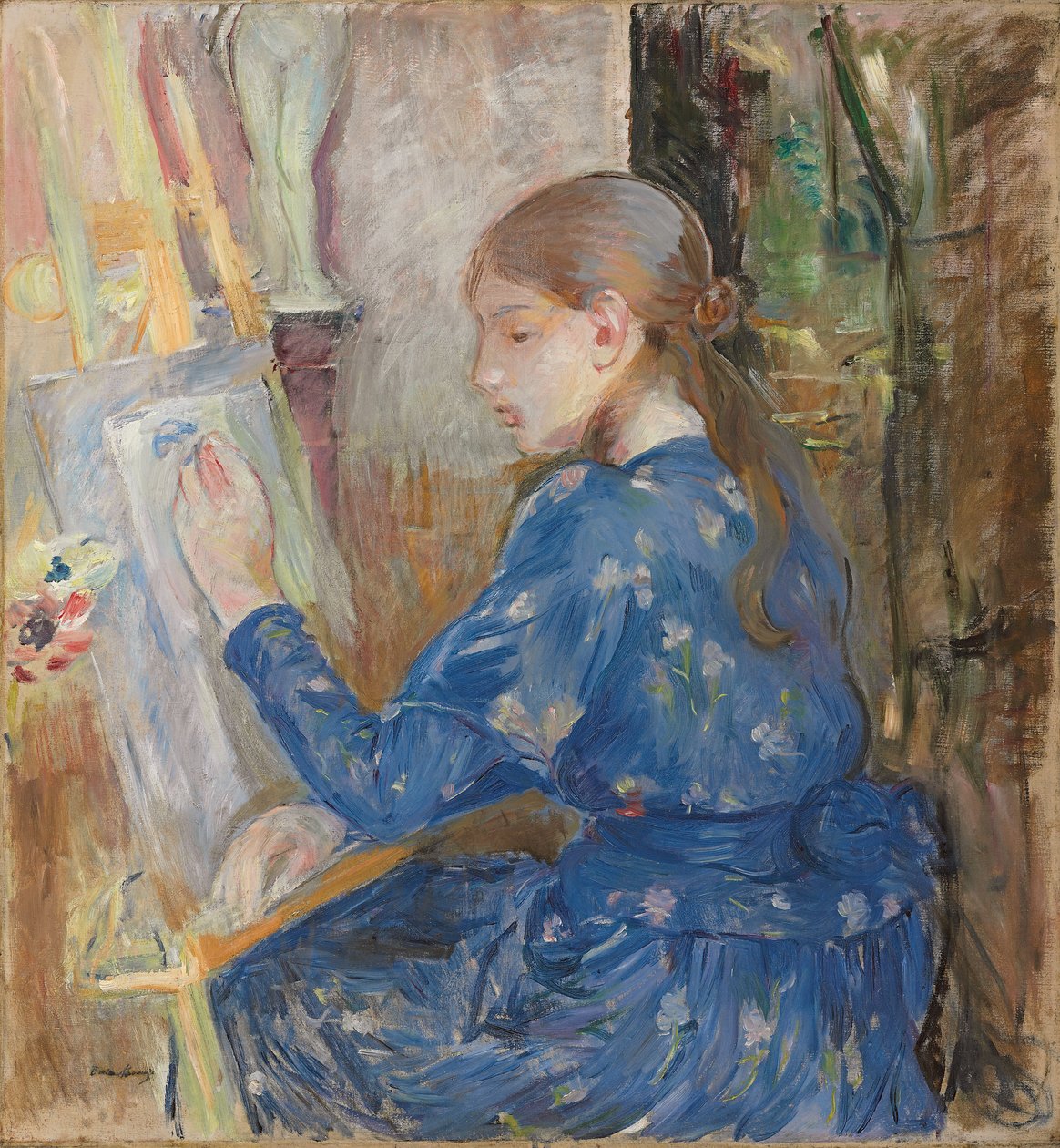 Młoda Dziewczyna Pisanie; Młoda dziewczyna pisząca, 1891 autorstwa Berthe Morisot