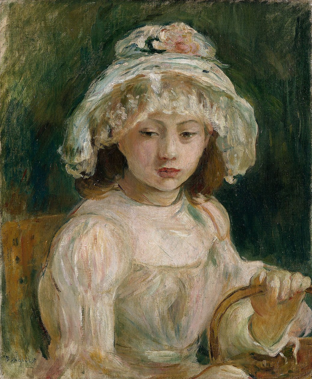Młoda dziewczyna w kapeluszu (olej na płótnie) autorstwa Berthe Morisot