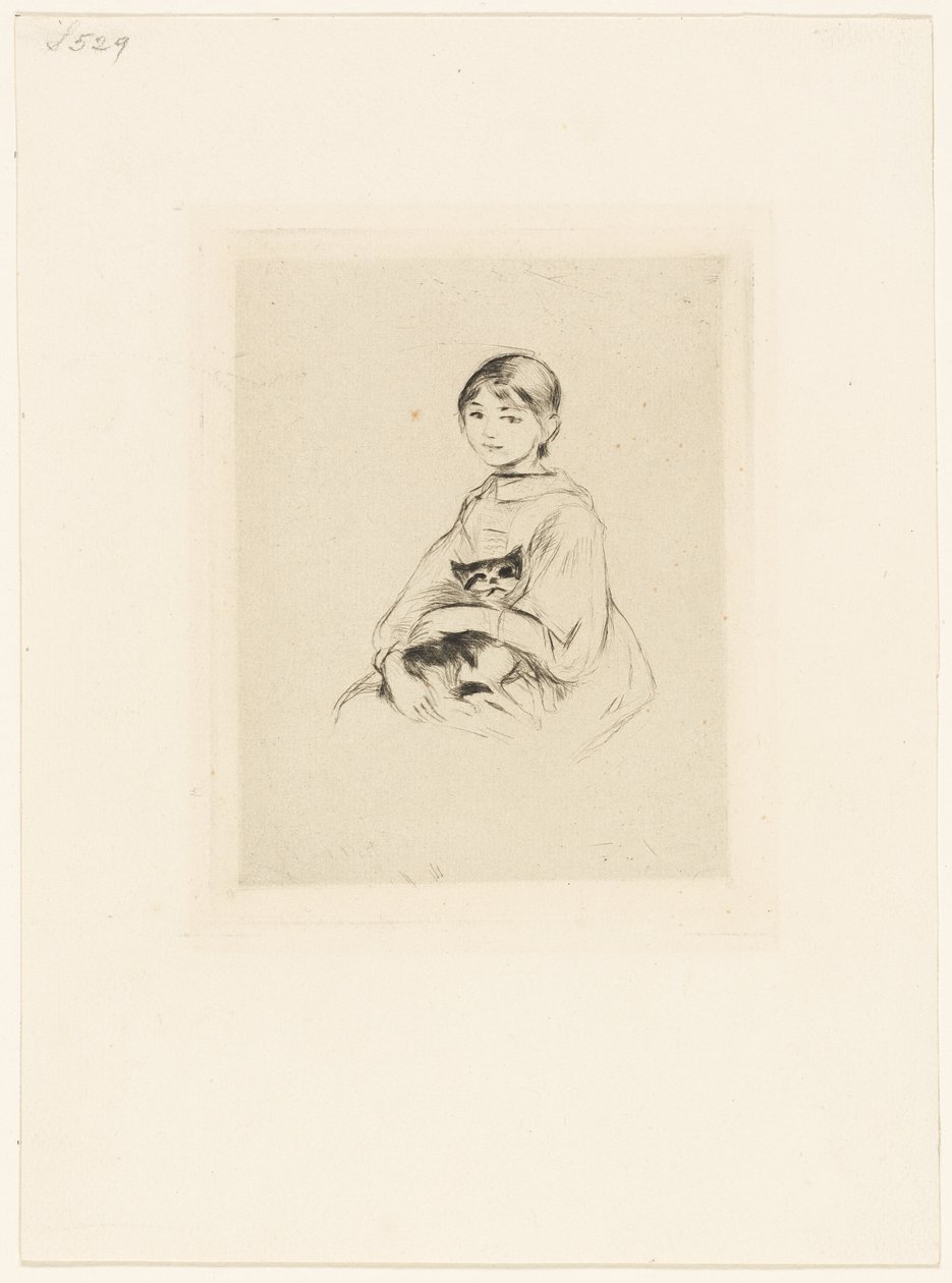 Młoda dziewczyna z kotem autorstwa Berthe Morisot
