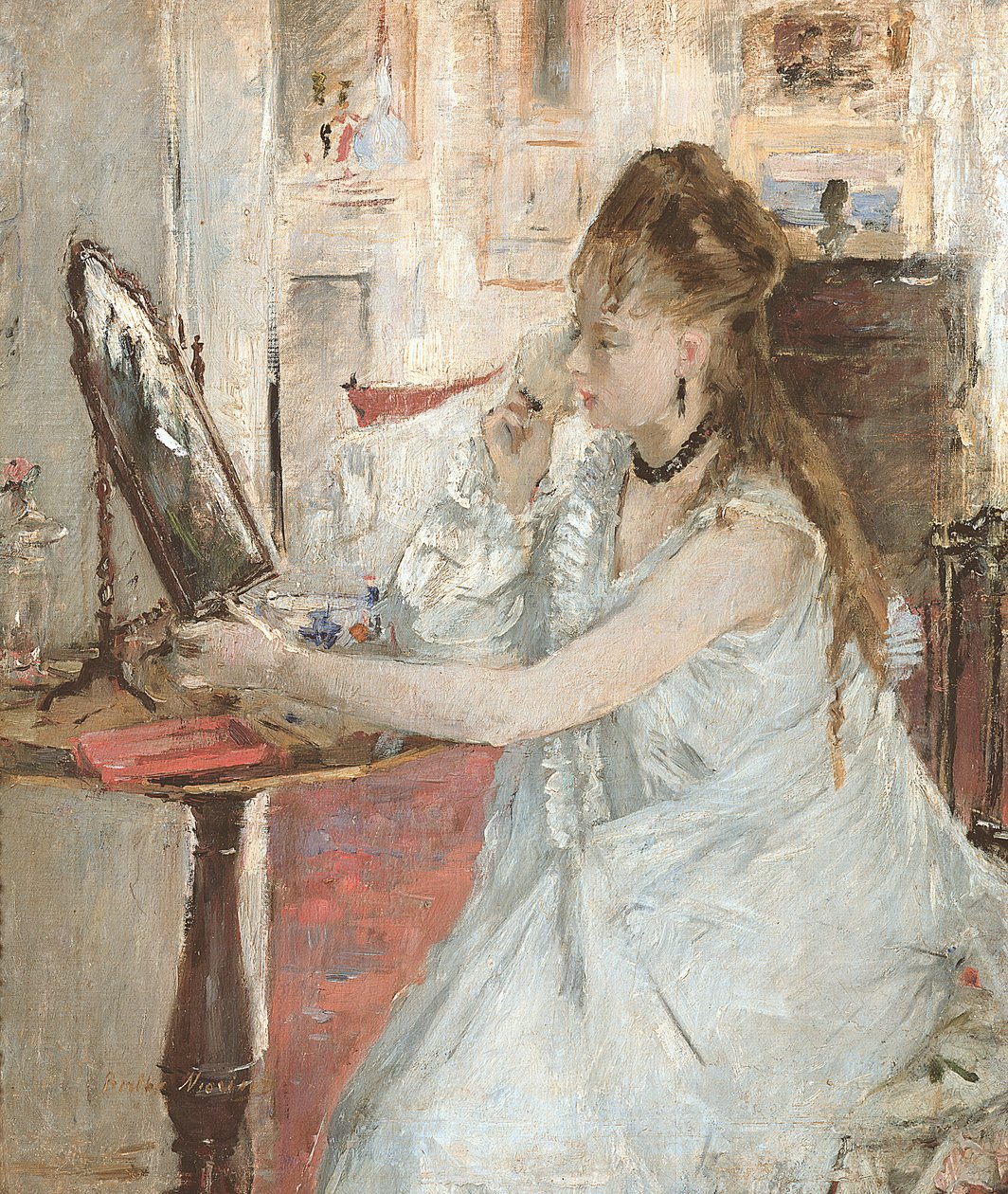 Młoda kobieta pudrująca twarz autorstwa Berthe Morisot