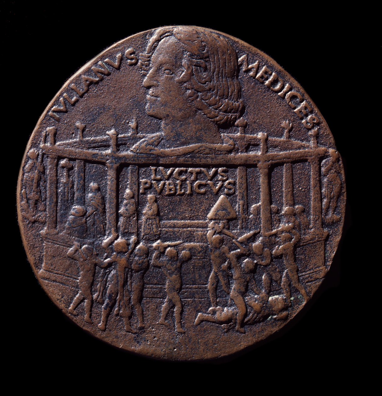 Brązowy medal za spisek Pazzi (1478) autorstwa Bertoldo di Giovanni
