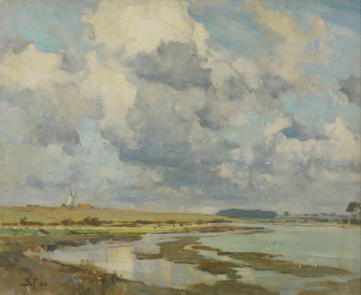 Chmury nad Orwellem (olej na płótnie) autorstwa Bertram Priestman