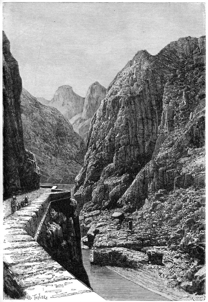 Widok z trasy karawany Shabet el Akra, Algieria, ok. 1890 r. autorstwa Auguste Bertrand