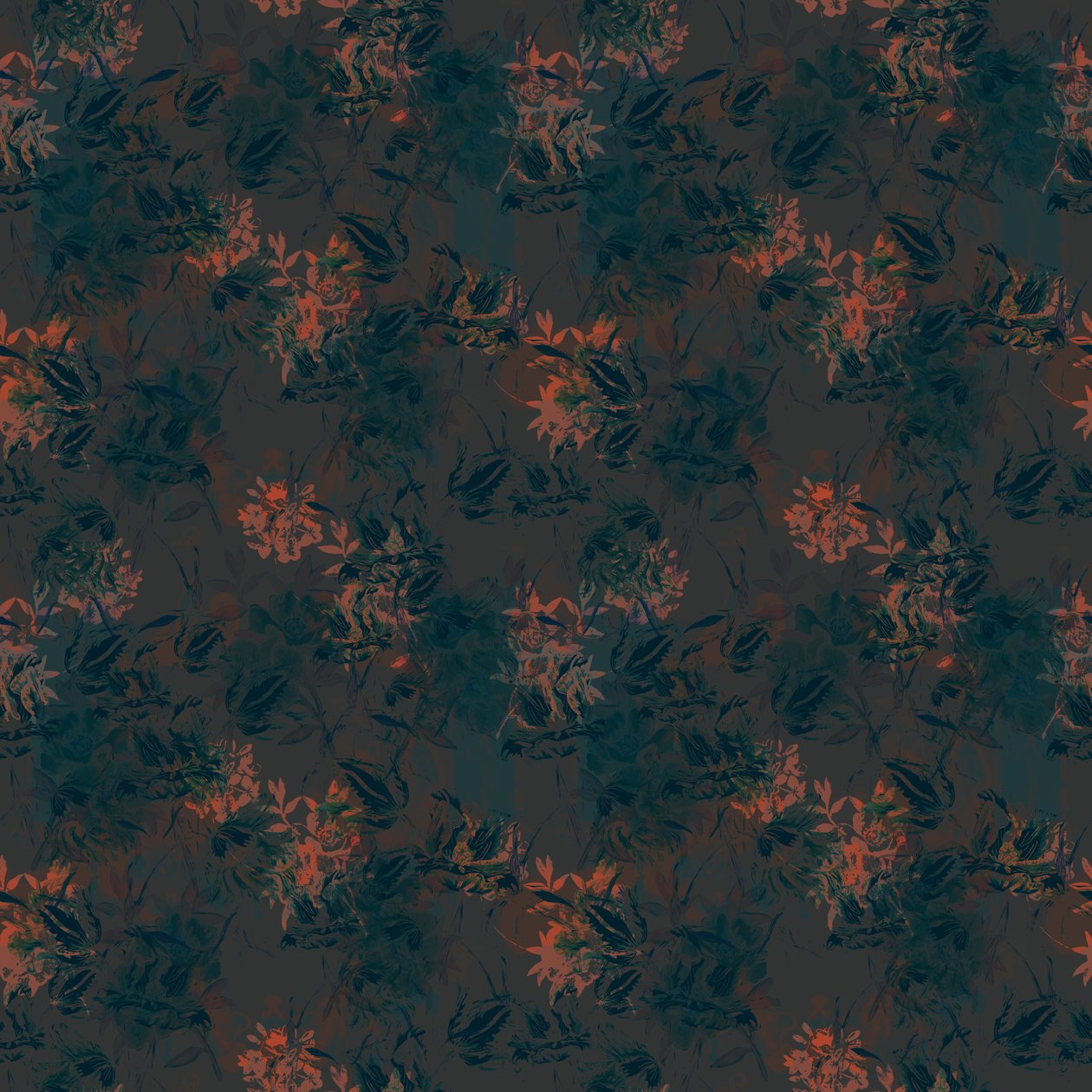 Burnt Umber Floral, 2015 (ilustracyjny powtarzający się wzór) autorstwa Beth Travers