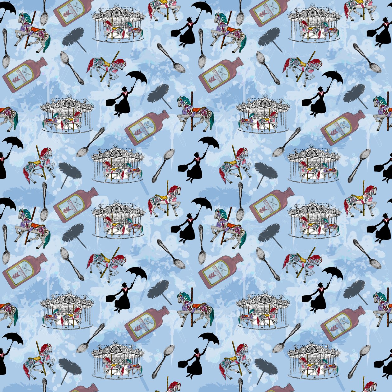 Mary Poppins, 2015 (powtarzający się wzór) autorstwa Beth Travers