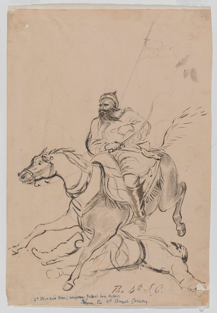 Czwarta Nieregularna Kawaleria, c.1845 (akwarela) autorstwa Bethune Donald Grant