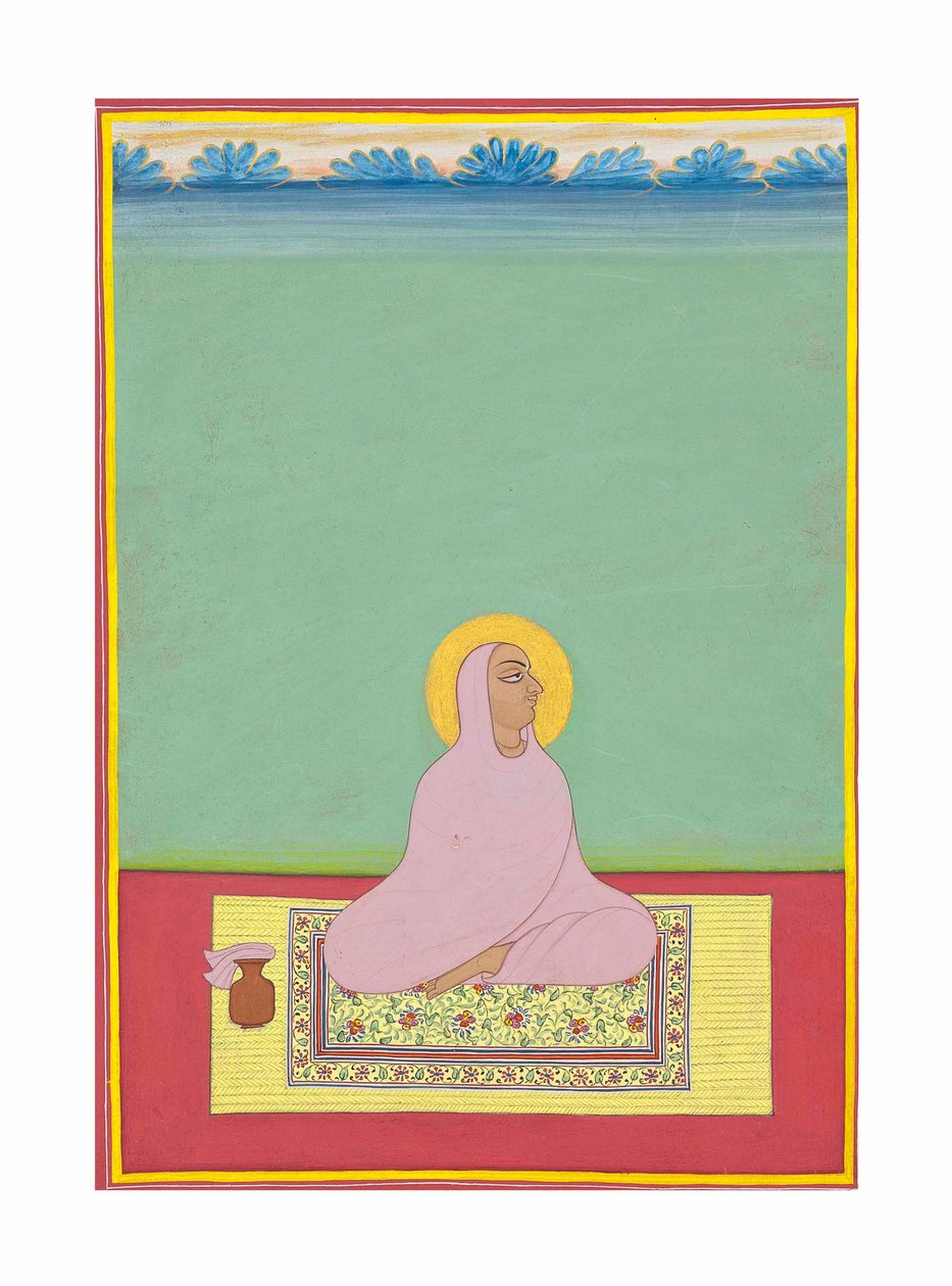Portret Maharajy Shri Narayan Ji, ok. 1830 (nieprzezroczyste pigmenty i złoto na papierze) autorstwa Bhati Shankar Das
