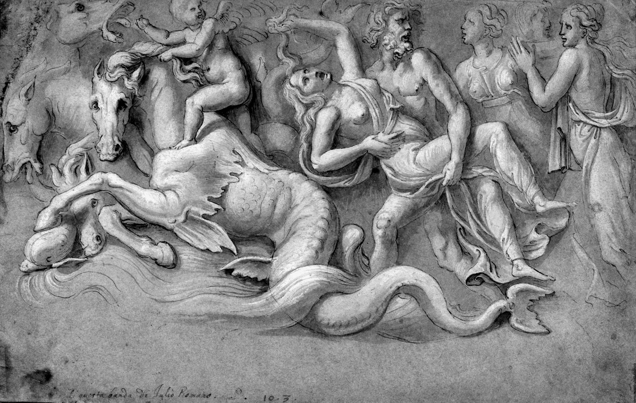 Neptun porywa Caenis autorstwa Biagio Pupini