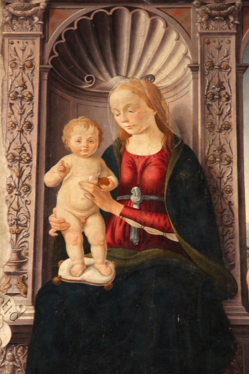 Madonna z Dzieciątkiem na tronie ze świętymi Janem Chrzcicielem i Jeronimo autorstwa Biagio d