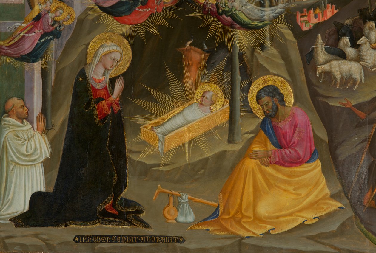 Detal z szopki (tempera na drewnie) autorstwa Bicci di Lorenzo