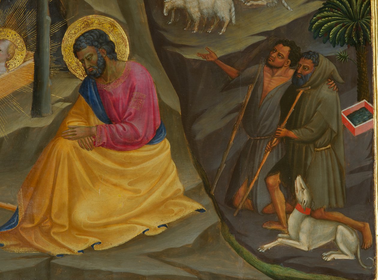 Detal z szopki (tempera na drewnie) autorstwa Bicci di Lorenzo