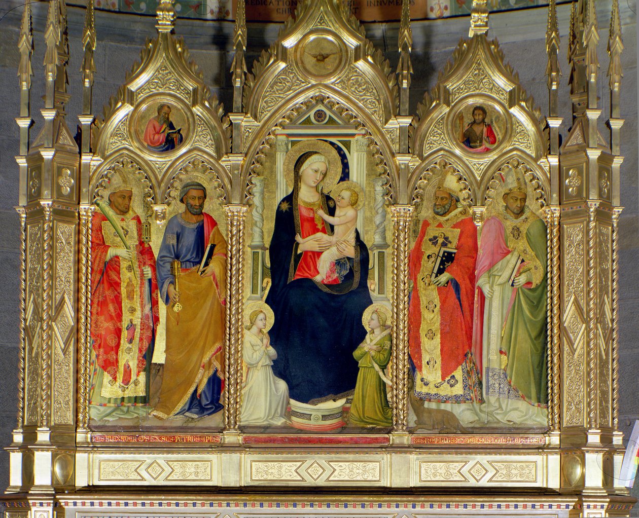 Madonna z Dzieciątkiem ze Świętymi (tempera na panelu) (patrz 139091) autorstwa Bicci di Lorenzo