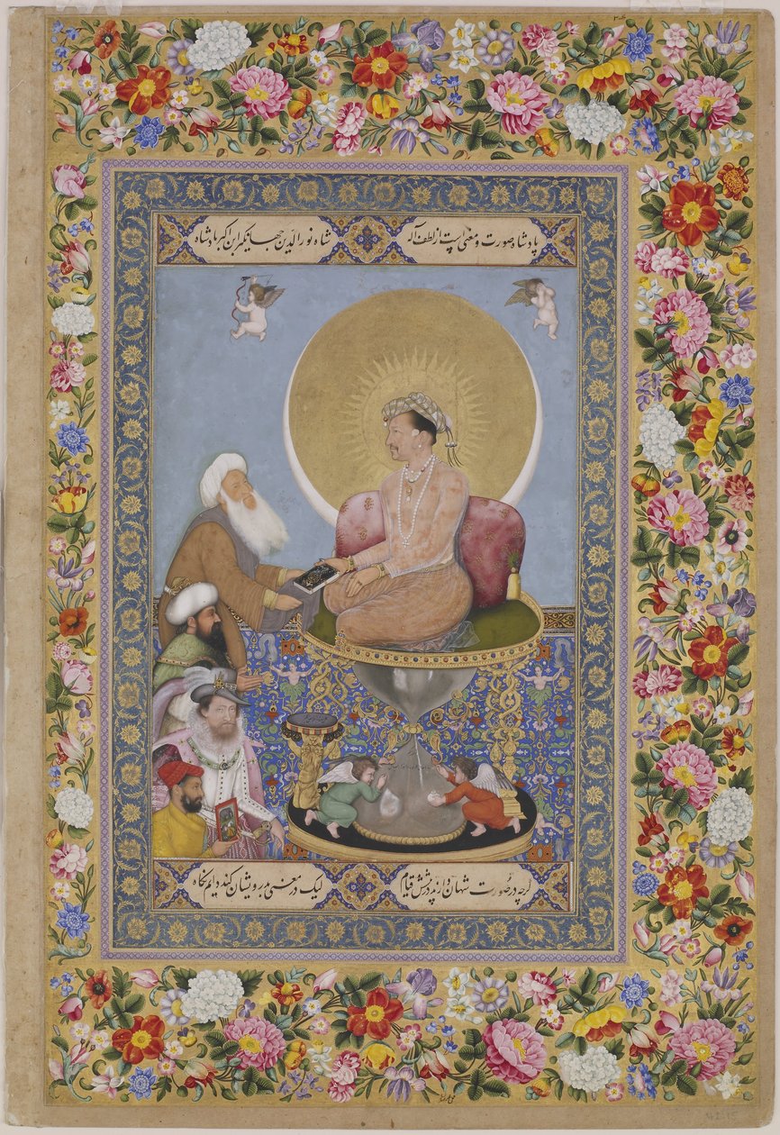 Jahangir preferujący szejka sufickiego od królów 1618 autorstwa Bichitr