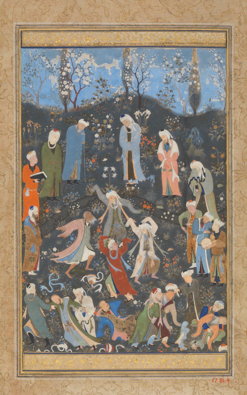 Tańczący derwisze, Folio z Dywan Hafiza, ca. 1480. autorstwa Bihzad