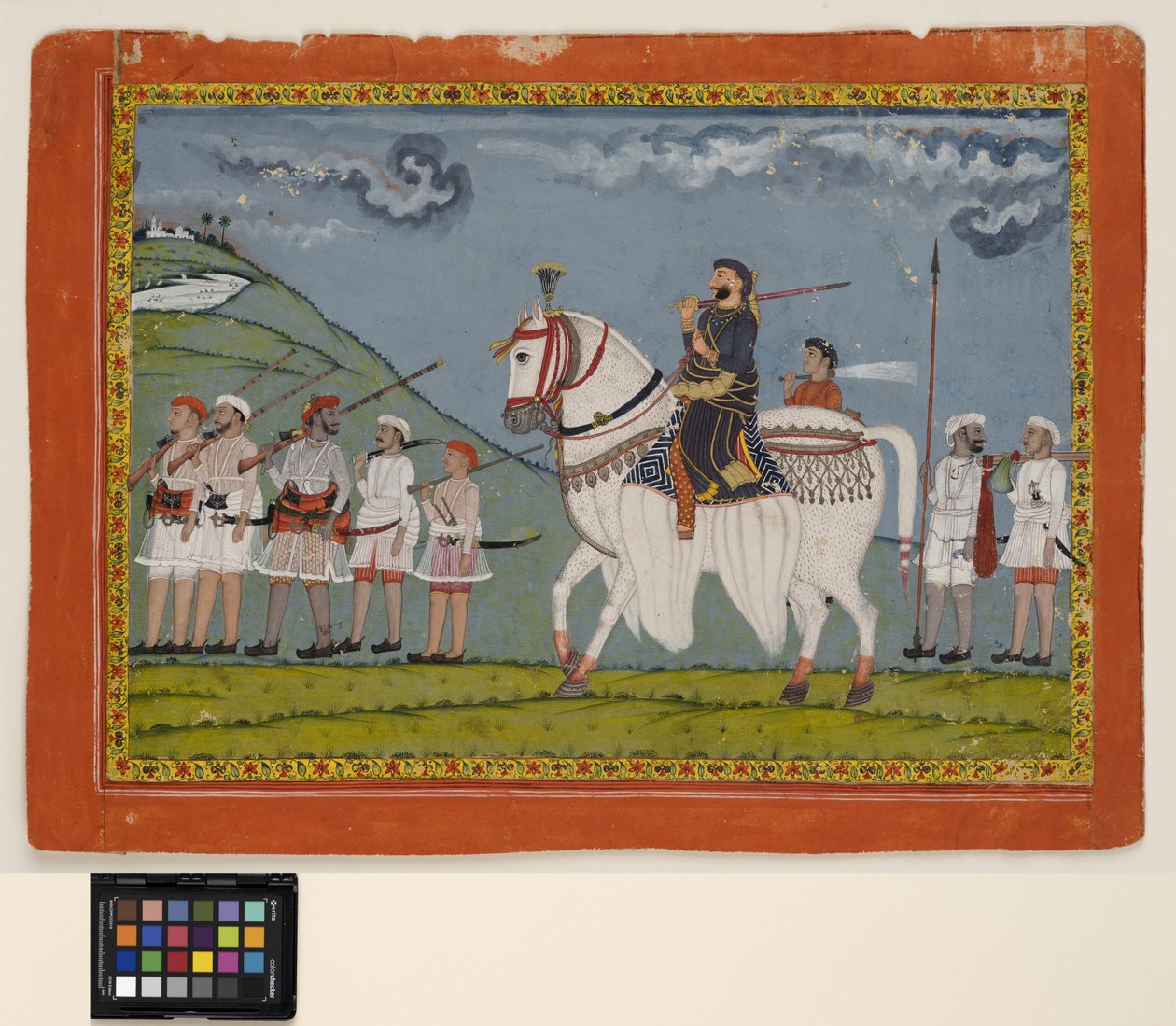 Kunwar Dhan Singh na swoim piegowatym koniu autorstwa Bijna Bijna