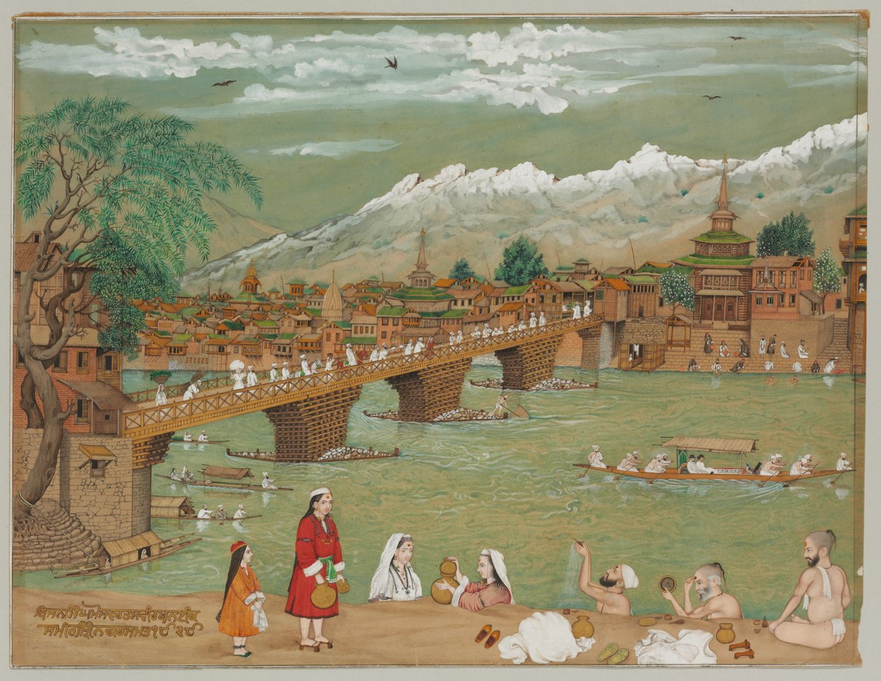 Widok na Srinagar, 1872 autorstwa Bishan Singh