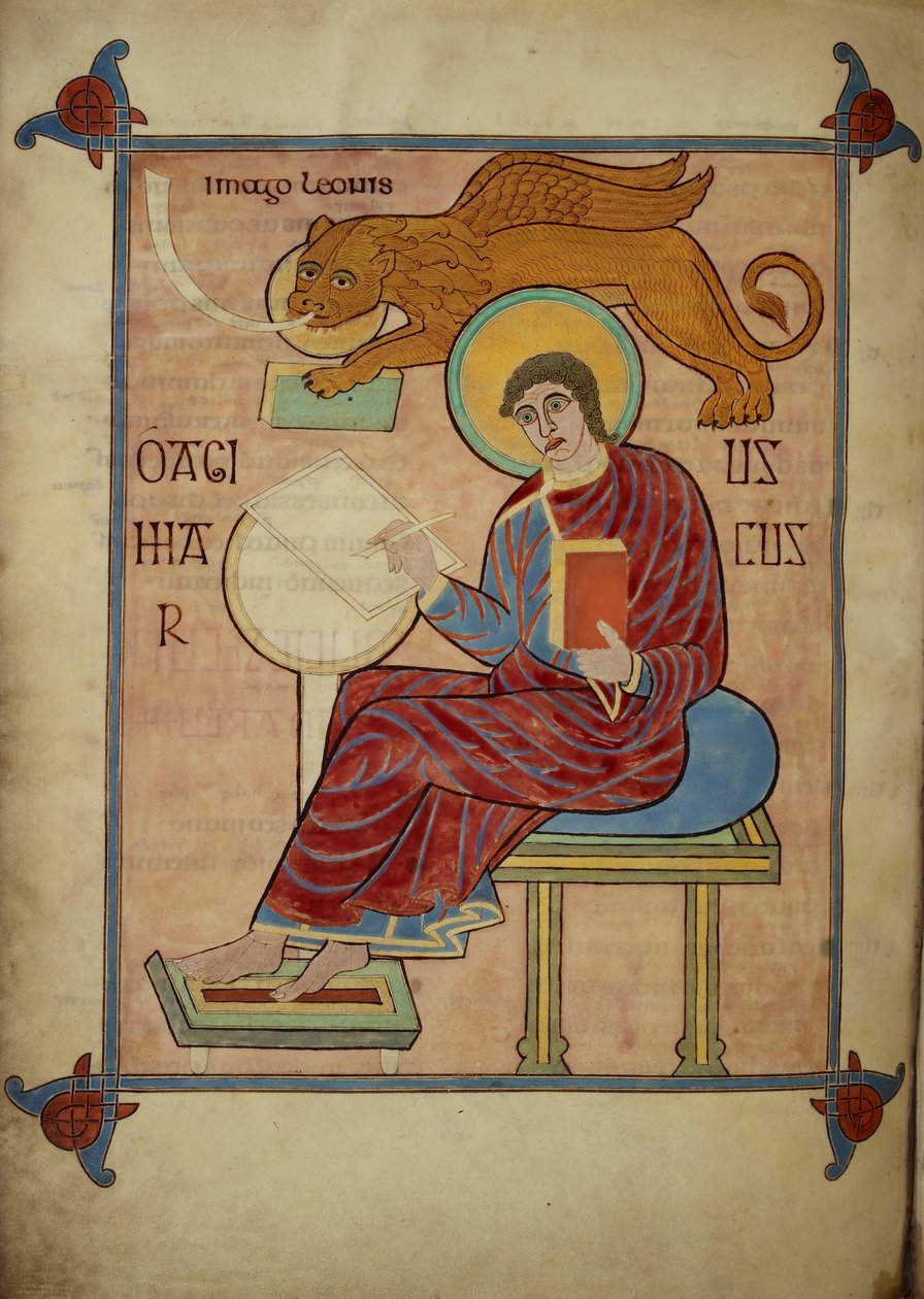 Św. Marek, z Ewangelii w Lindisfarne, 710-21 (welum) autorstwa Bishop of Lindisfarne Eadfrith