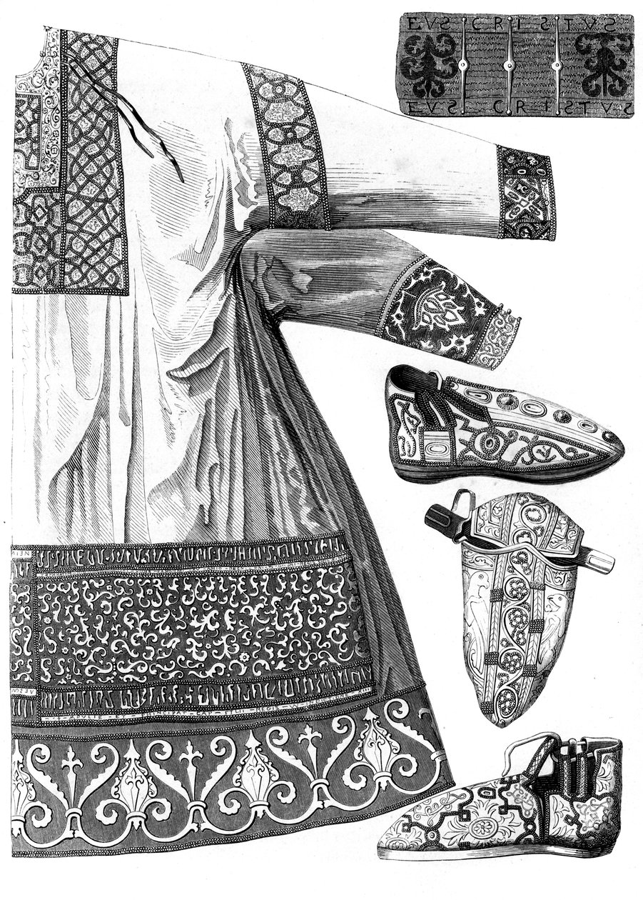 Szaty królewskie Karola Wielkiego 742-814, XV wiek 1849. autorstwa Bisson and Cottard