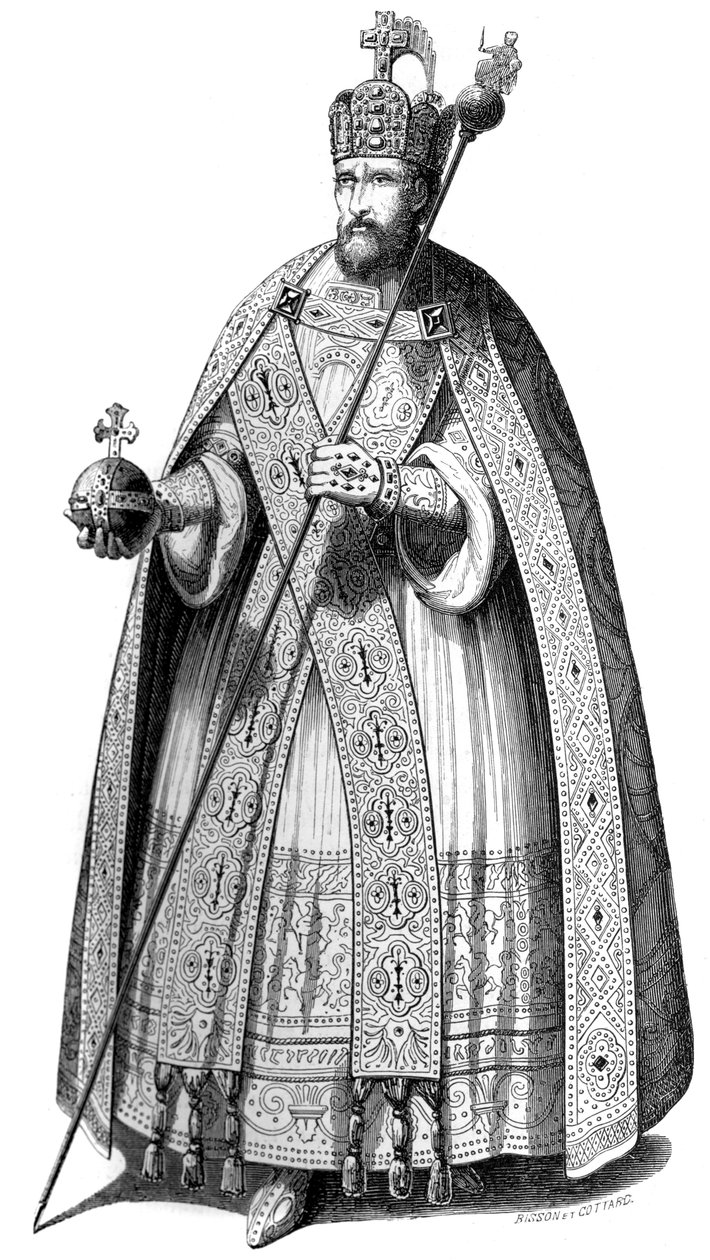Strój noszony przez cesarzy podczas koronacji od czasów Karola Wielkiego, 1579 1846. autorstwa Bisson and Cottard