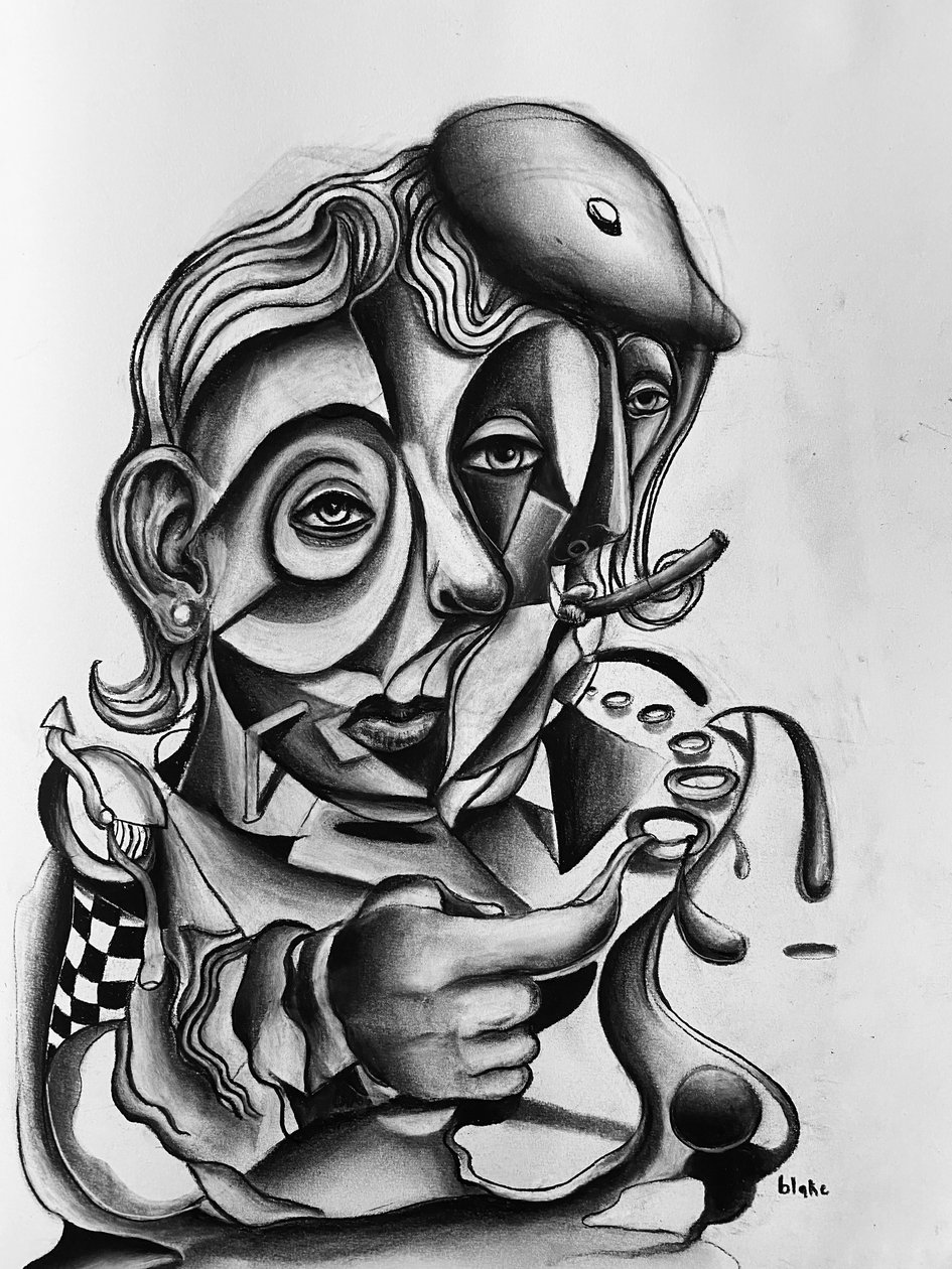 Dreaming Of Youth, ok. 2021 r. (węgiel drzewny na papierze) autorstwa Blake Munch