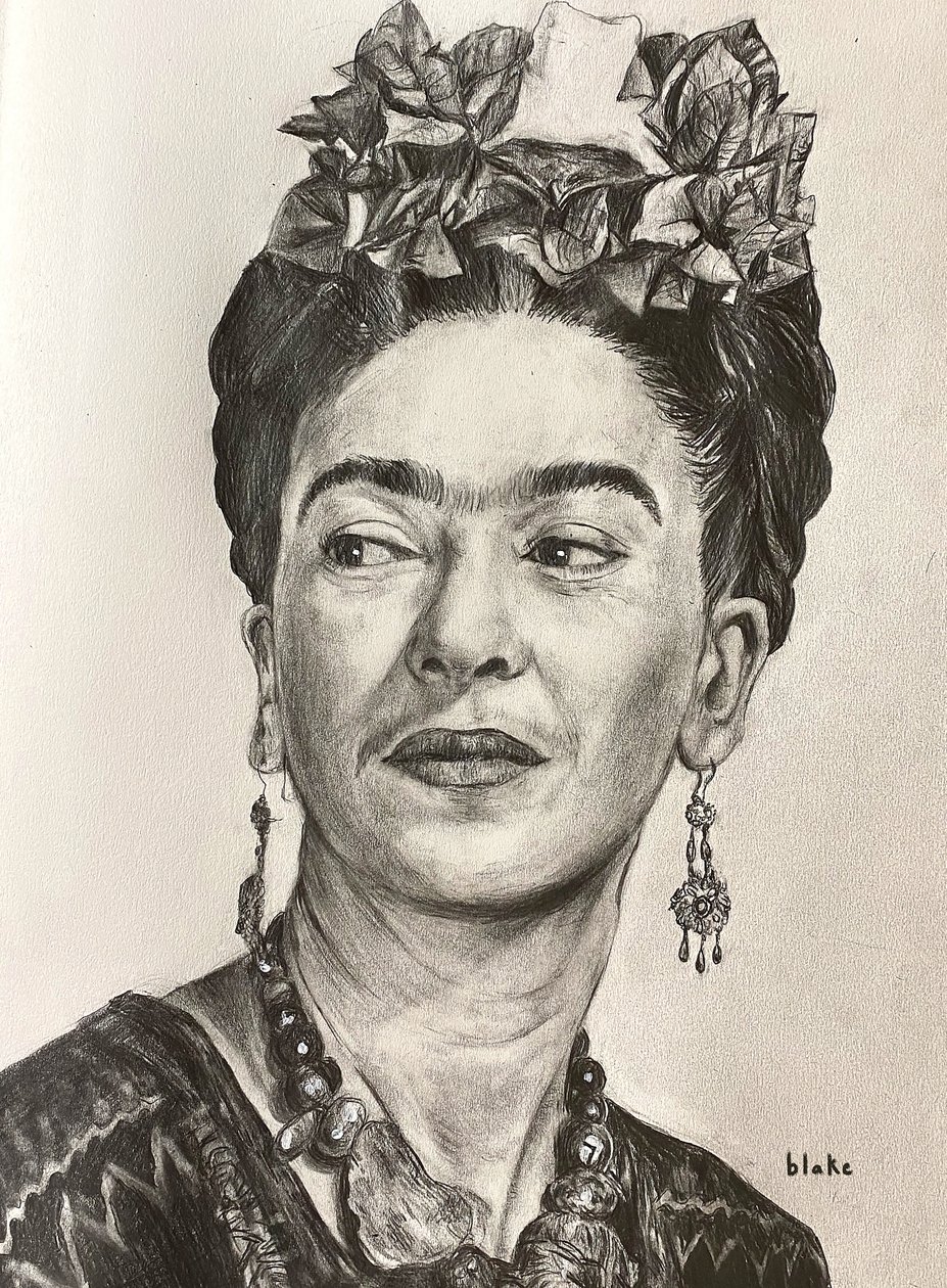 Frida Kahlo, ok. 2021 (Ołówek na papierze) autorstwa Blake Munch