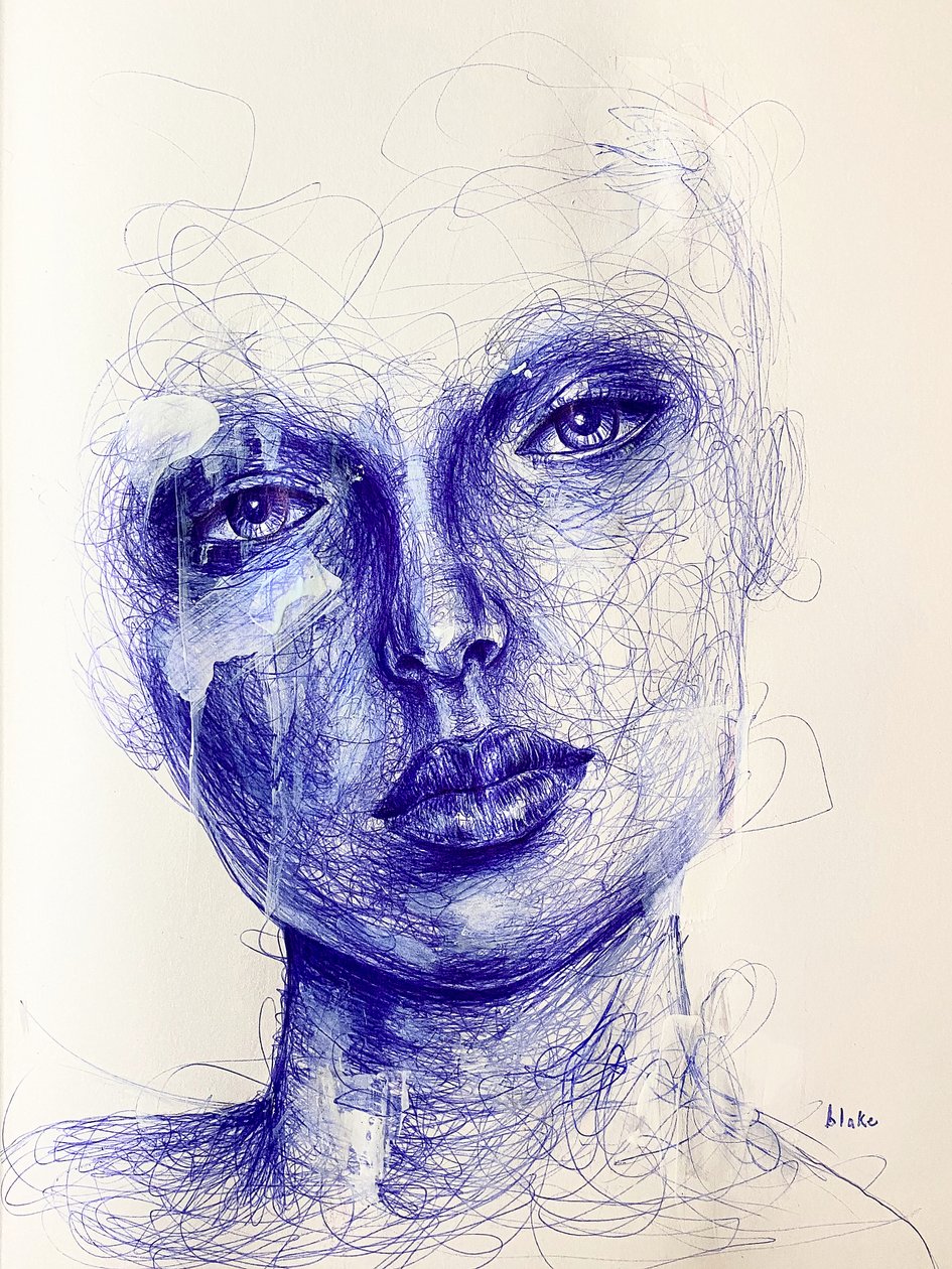 Miłość na skałach, ok. 2021 r. (Pióro na papierze) autorstwa Blake Munch