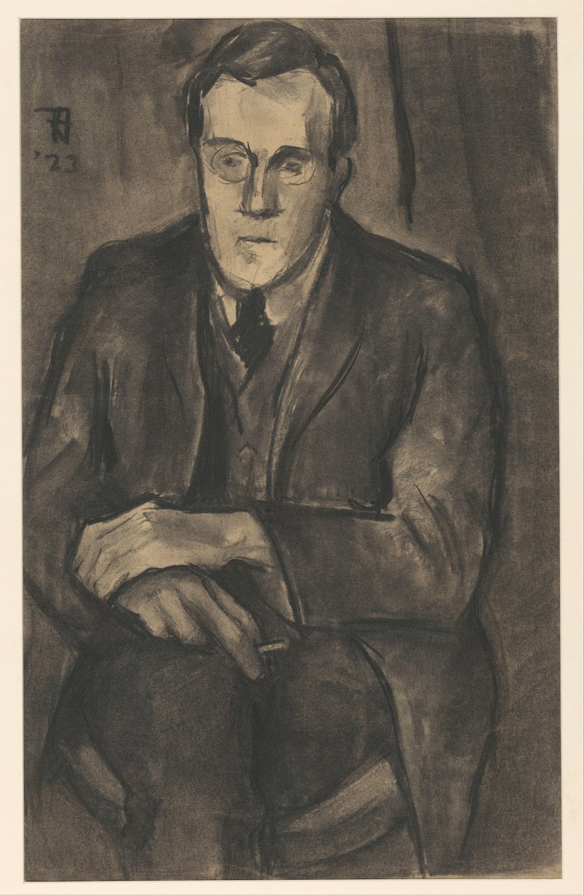Portret J.W. Siekiera, siedząca z rękami na kolanach autorstwa Bob Hanf (signed by artist)