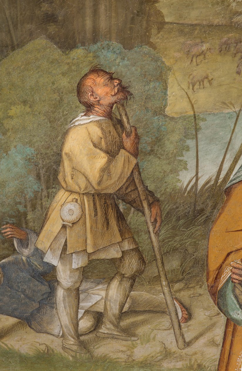 Nawa środkowa, pierwsze północne przęsło, ogłoszenie do Gioacchino, Boccaccio Boccaccino 1514-15, szczegół autorstwa Boccaccio Boccaccino