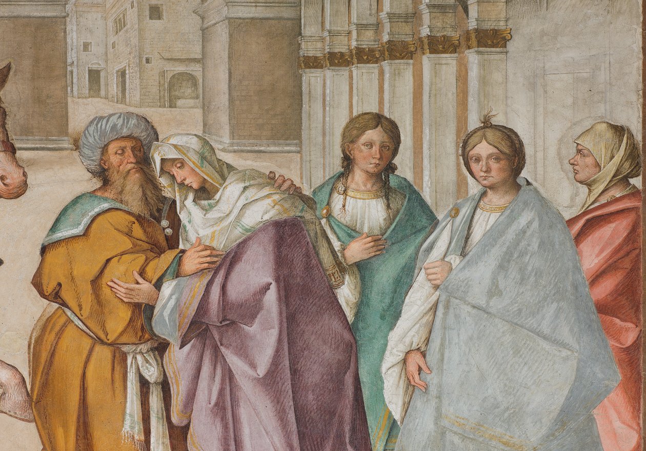 Nawa Środkowa, Pierwsze Przęsło Północne, Spotkanie Św. Joachima i Św. Anny w Porta Aurea, Boccaccio Boccaccino 1514-15, Szczegół autorstwa Boccaccio Boccaccino