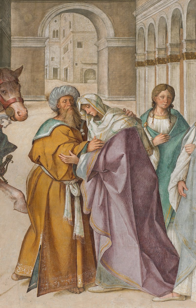 Nawa Środkowa, Pierwsze Przęsło Północne, Spotkanie Św. Joachima i Św. Anny w Porta Aurea, Boccaccio Boccaccino 1514-15, Szczegół autorstwa Boccaccio Boccaccino