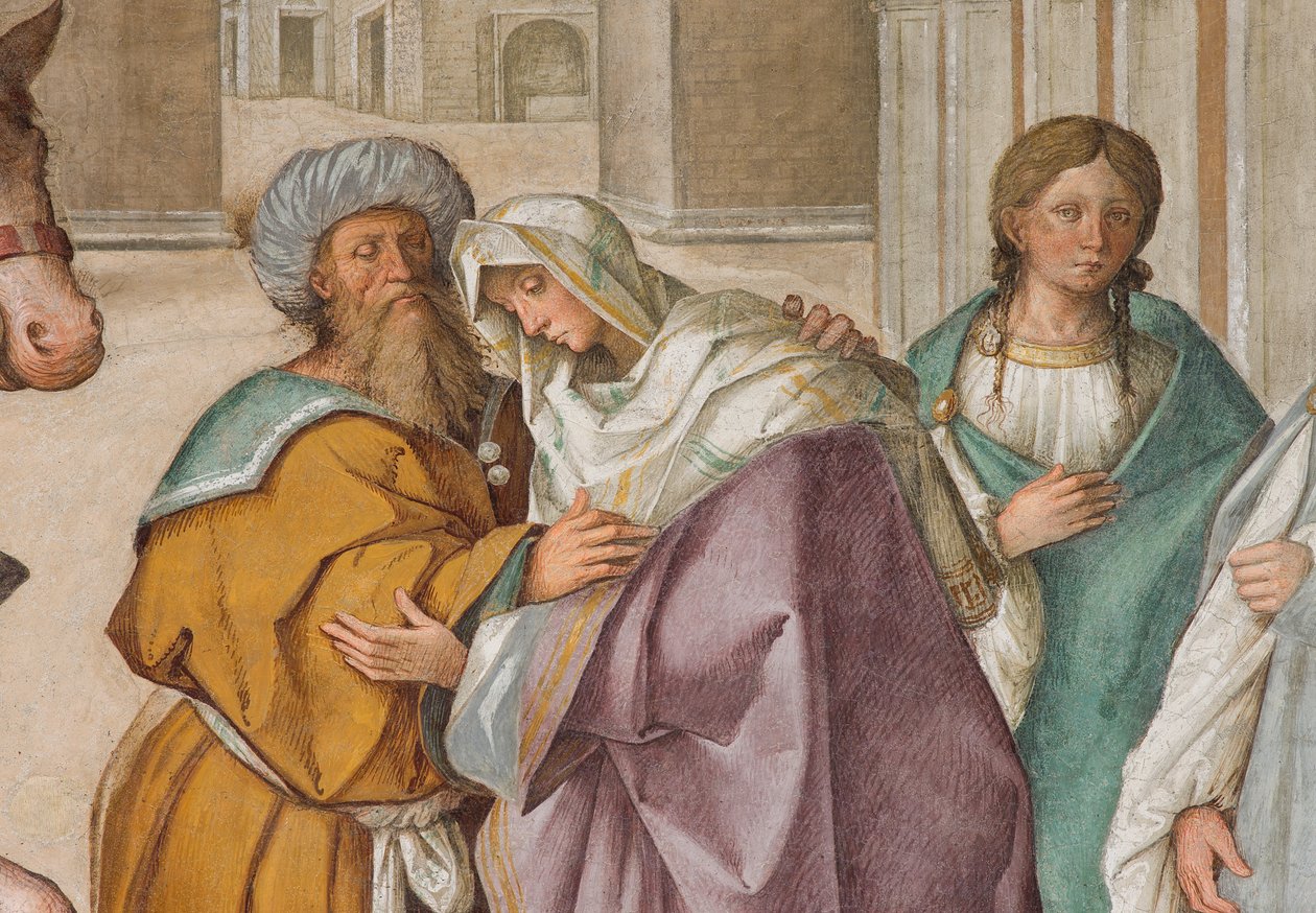Nawa Środkowa, Pierwsze Przęsło Północne, Spotkanie Św. Joachima i Św. Anny w Porta Aurea, Boccaccio Boccaccino 1514-15, Szczegół autorstwa Boccaccio Boccaccino