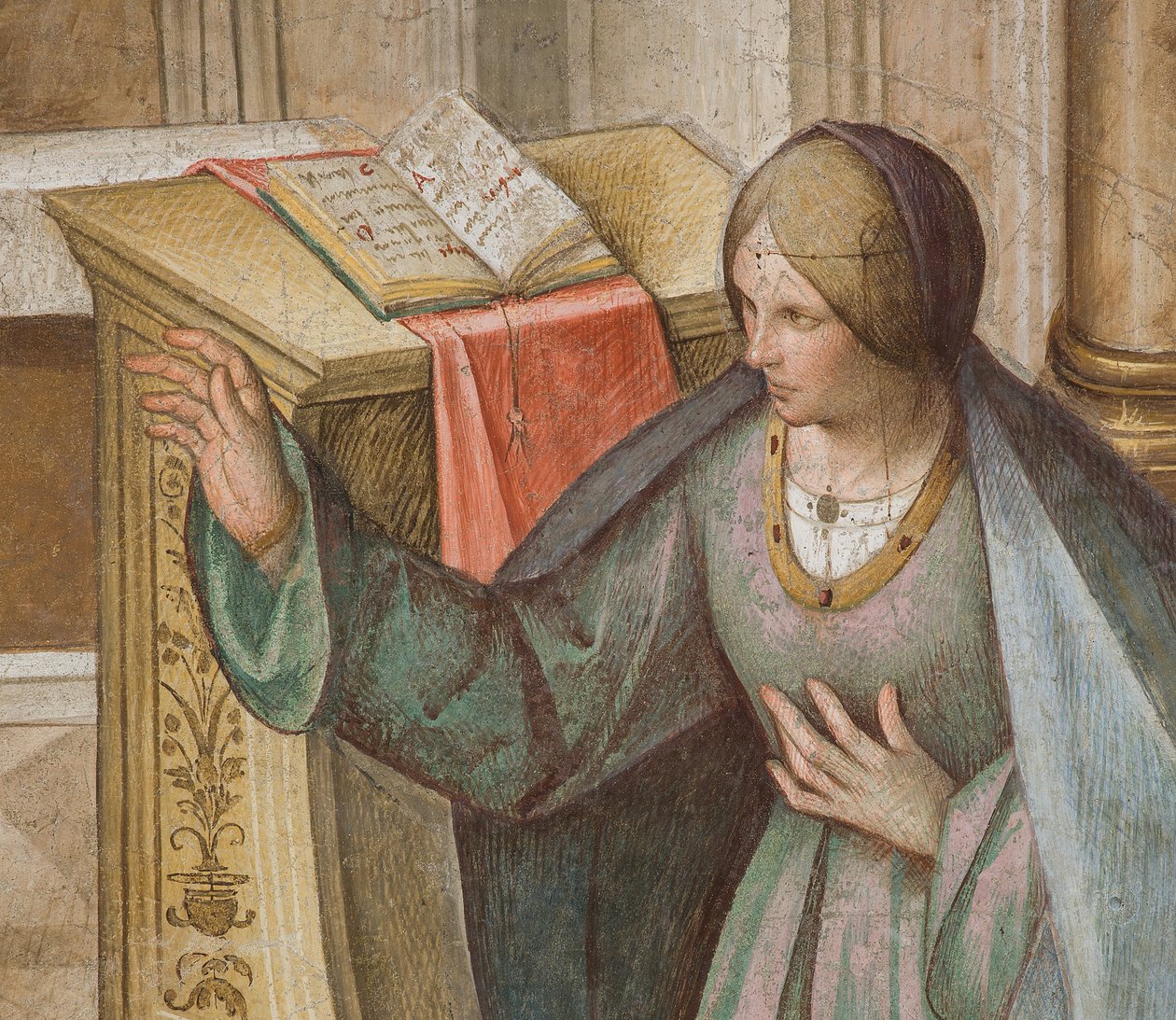 Nawa Środkowa, Trzecie Przęsło Północne, Zwiastowanie, Boccaccio Boccaccino 1516-17, Szczegół autorstwa Boccaccio Boccaccino