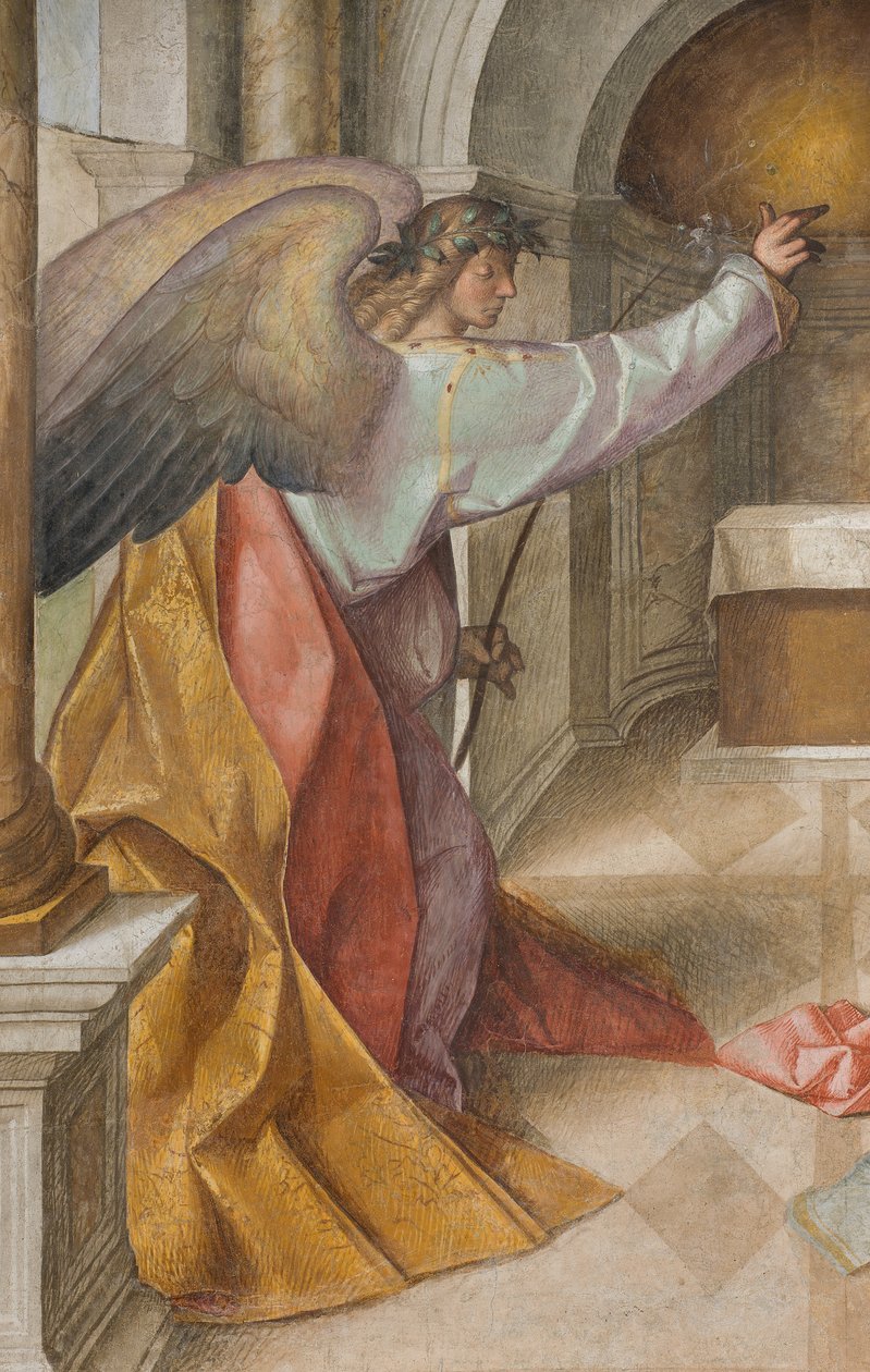 Nawa Środkowa, Trzecie Przęsło Północne, Zwiastowanie, Boccaccio Boccaccino 1516-17, Szczegół autorstwa Boccaccio Boccaccino