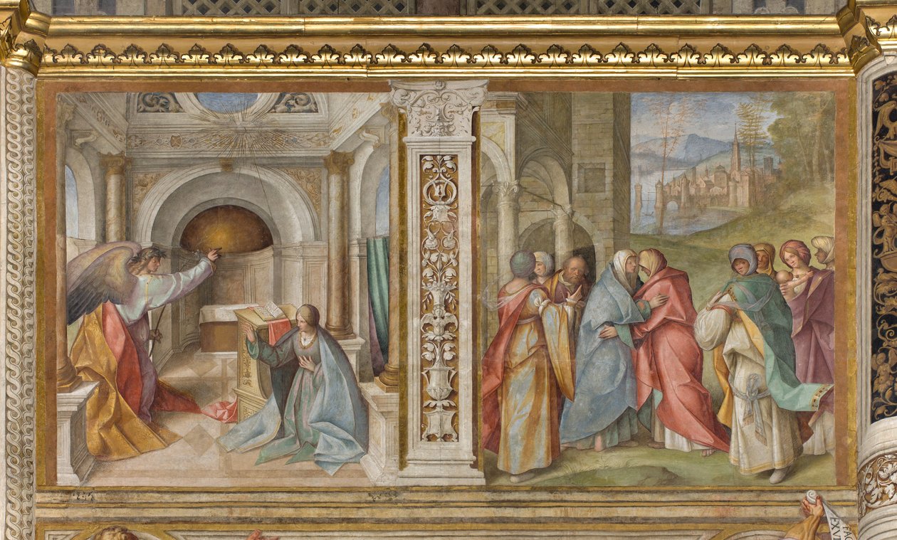 Nawa środkowa, III przęsło północne, Zwiastowanie, Nawiedzenie, Boccaccio Boccaccino 1516-17 autorstwa Boccaccio Boccaccino