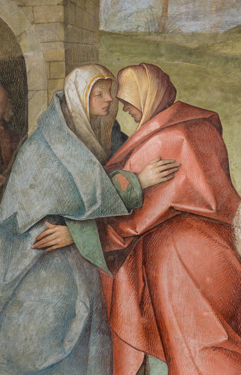 Nawa środkowa, trzecie przęsło północne, Nawiedzenie, Boccaccio Boccaccino 1516-17, detal autorstwa Boccaccio Boccaccino