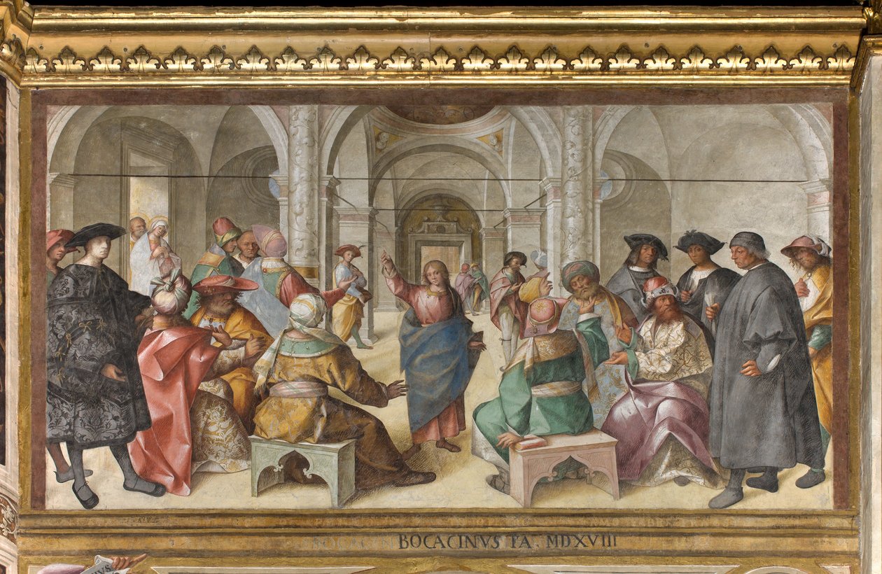 Prezbiterium, ósme północne przęsło, spór Jezusa, Boccaccio Boccaccino autorstwa Boccaccio Boccaccino