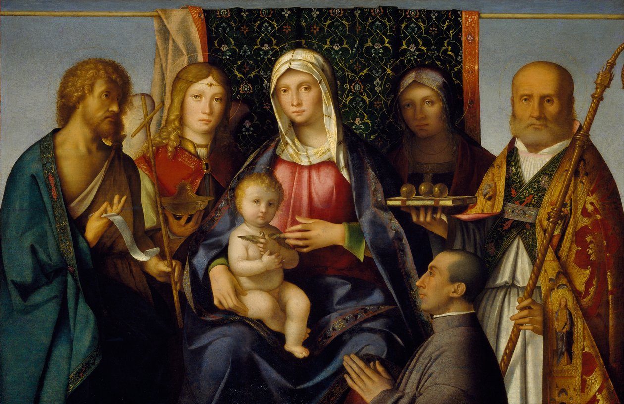 Dziewica z Dzieciątkiem ze świętymi i darczyńcą, 1505-1515 autorstwa Boccaccio Boccaccino