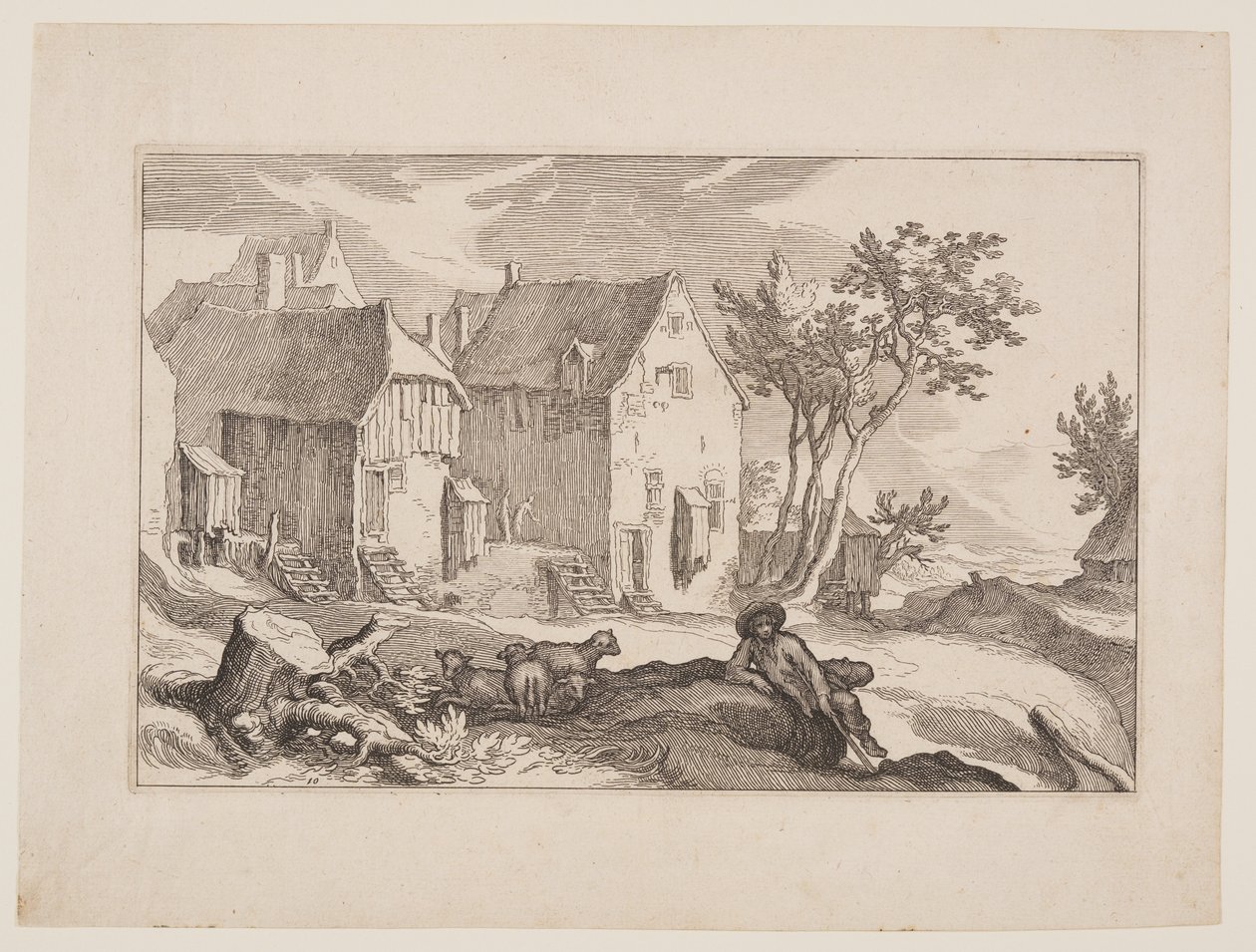 Plate 10, z Landscapes with Farmhouses (Krajobrazy z zagrodami) autorstwa Boetius Adams Bolswert
