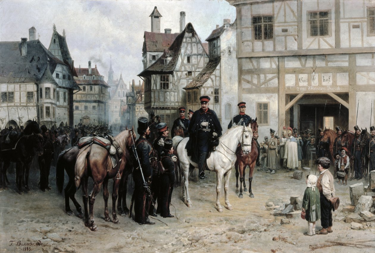 Generał Blucher (1742-1819) z Kozakami w Budziszynie, 1885 autorstwa Bogdan Willewalde