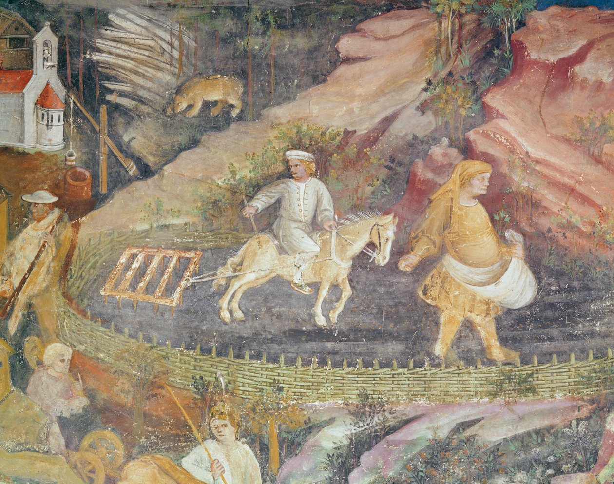 Miesiąc kwiecień, szczegół orki, ok. 1400 autorstwa Bohemian School