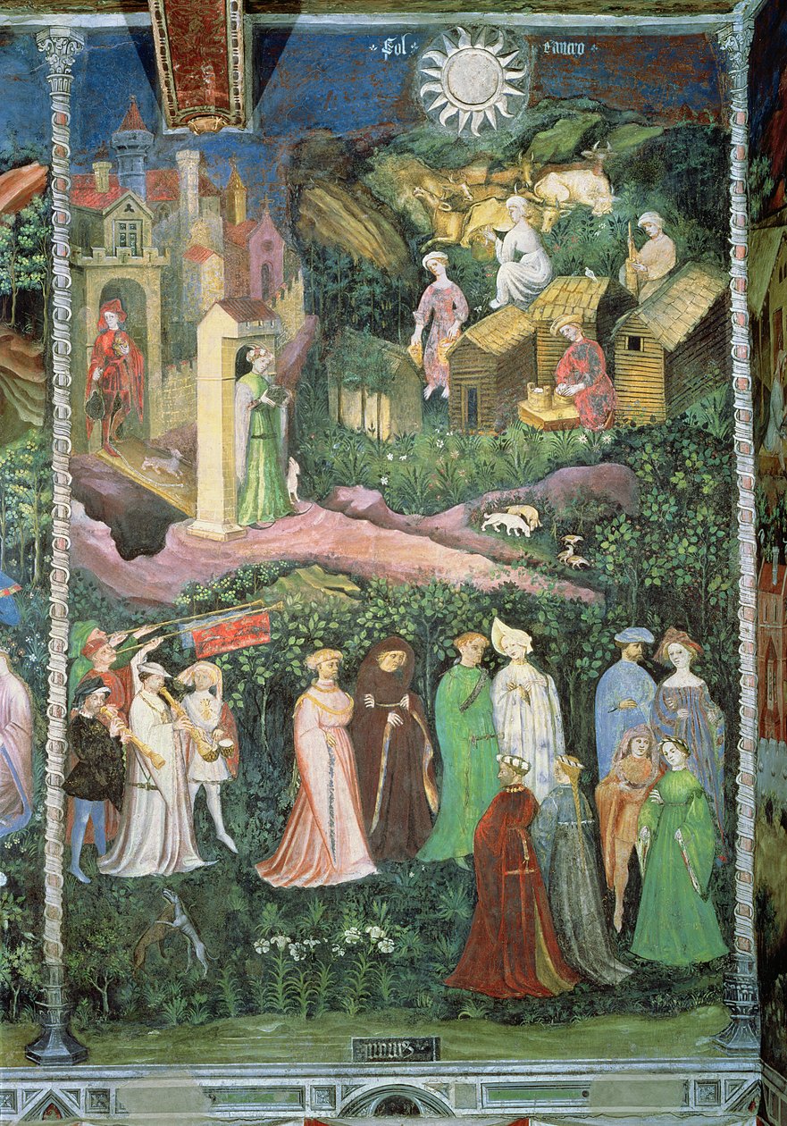 Miesiąc czerwiec, ok. 1400 (fresk) autorstwa Bohemian School