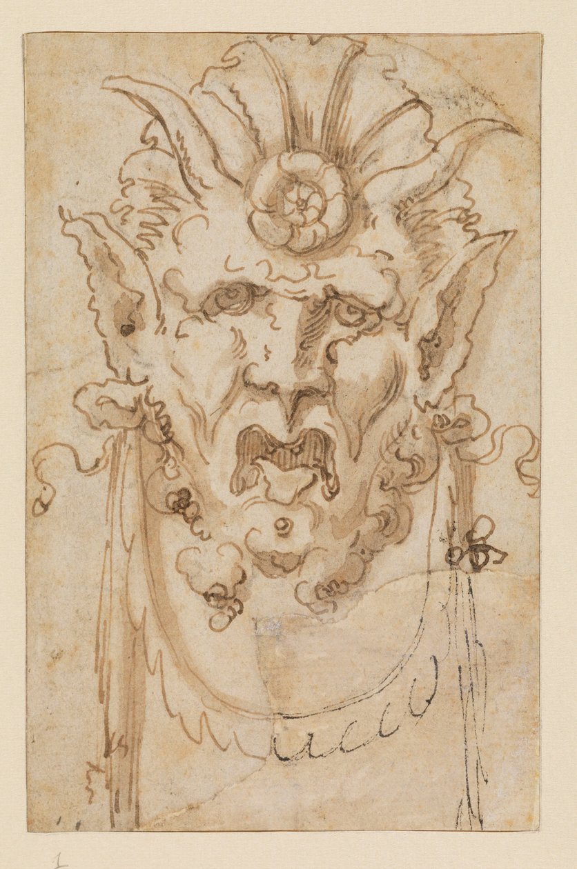 Maska groteskowa, XVII w. autorstwa Bolognese School