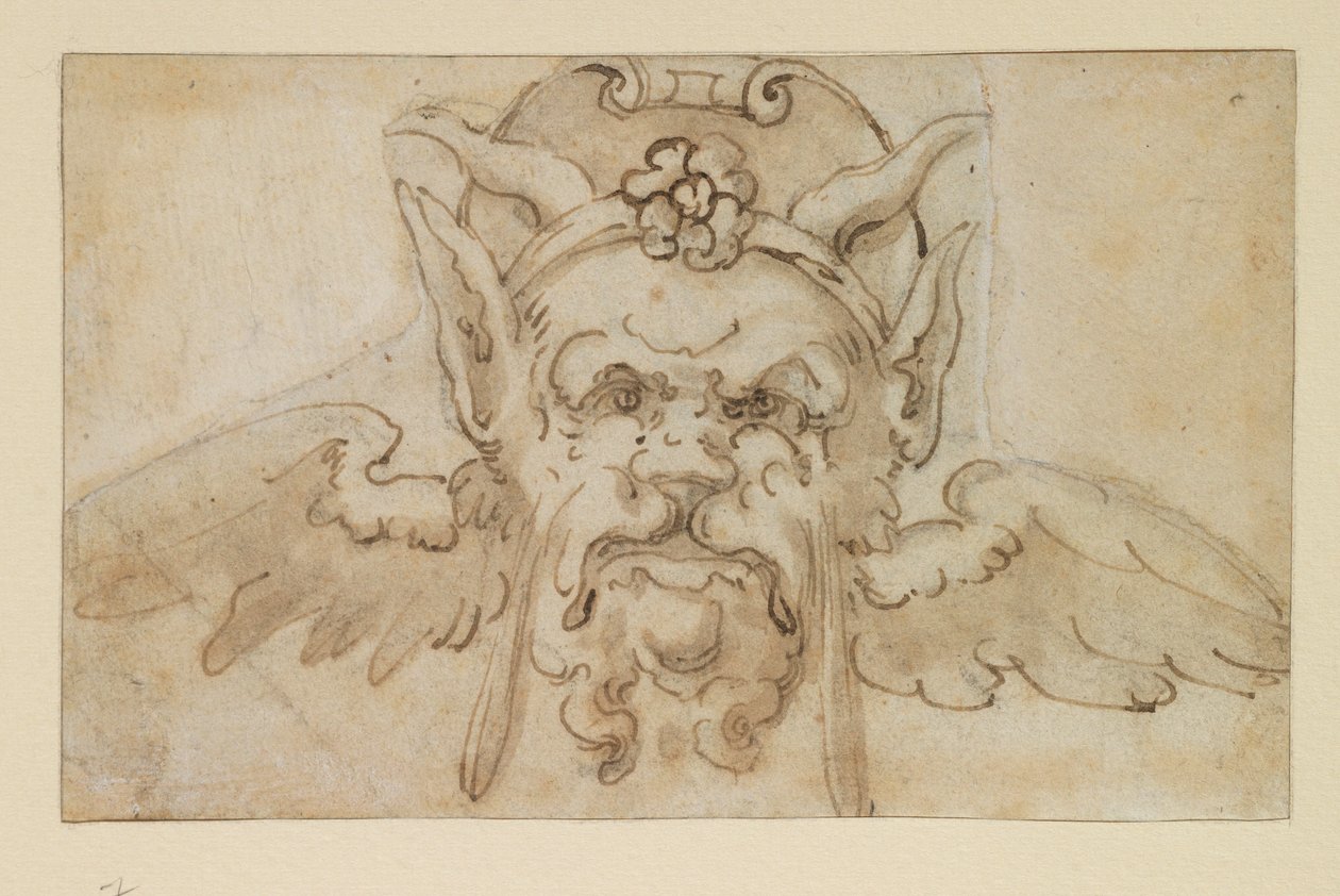 Maska groteskowa, XVII w. autorstwa Bolognese School