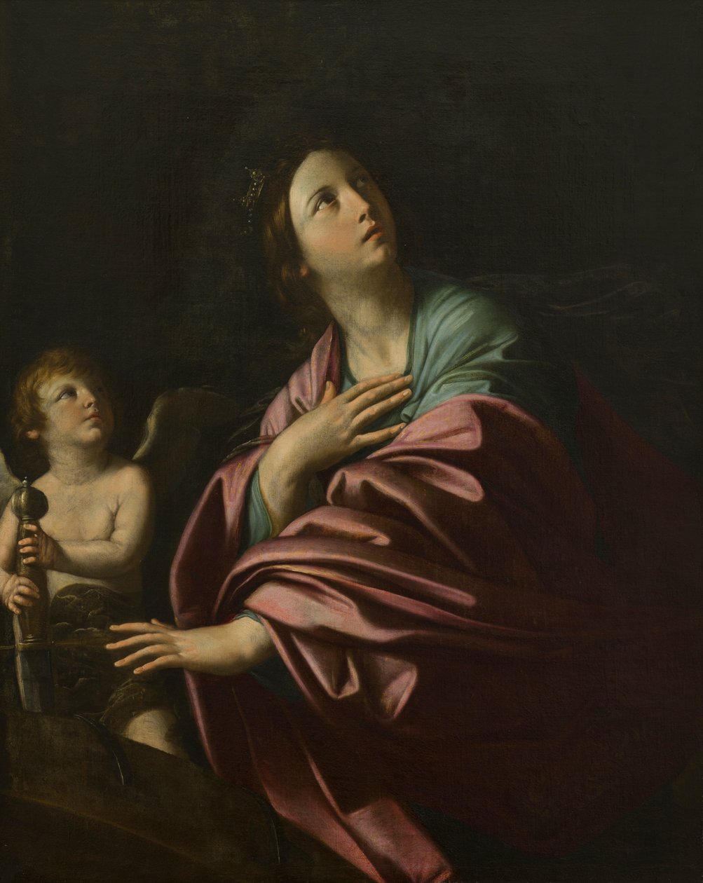 Św. Katarzyna Aleksandryjska, ok. 1600-99 (olej na płótnie) autorstwa Bolognese School