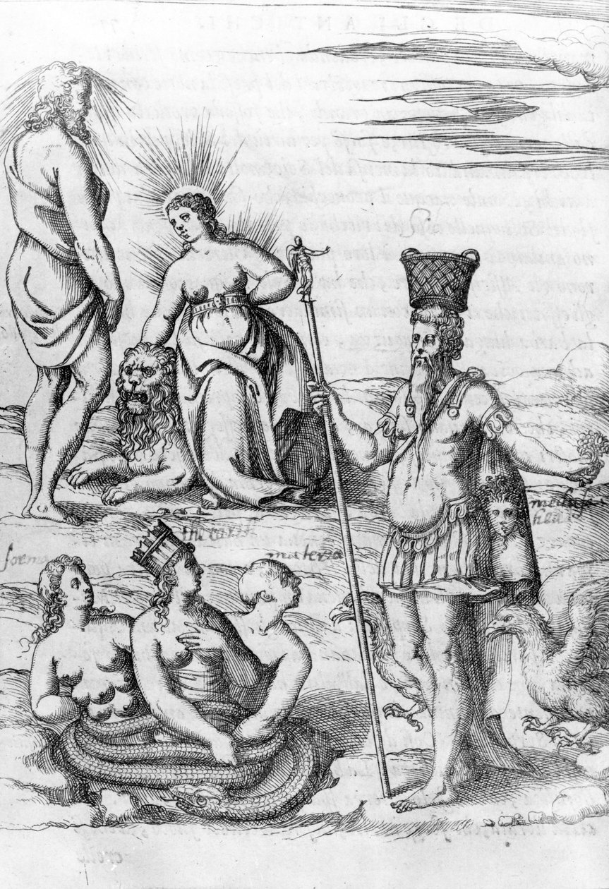 Apollo, ilustracja z „Wizerunków bogów starożytnych” Vincenzo Cartari, 1571 autorstwa Bolognino Zaltieri