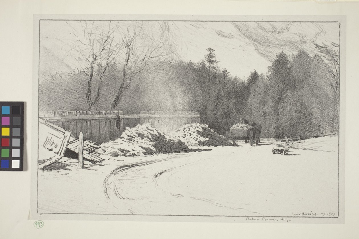 Spalanie wapna (atrament na papierze) autorstwa Bolton Coit Brown