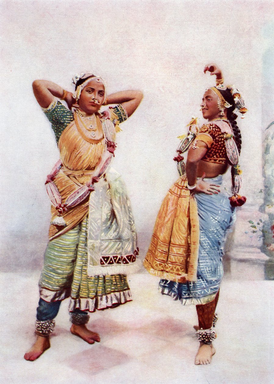 Baroda Nautch Girls, koniec XIX wieku (odbitka albuminowa) autorstwa Bombay Vernon and Co.